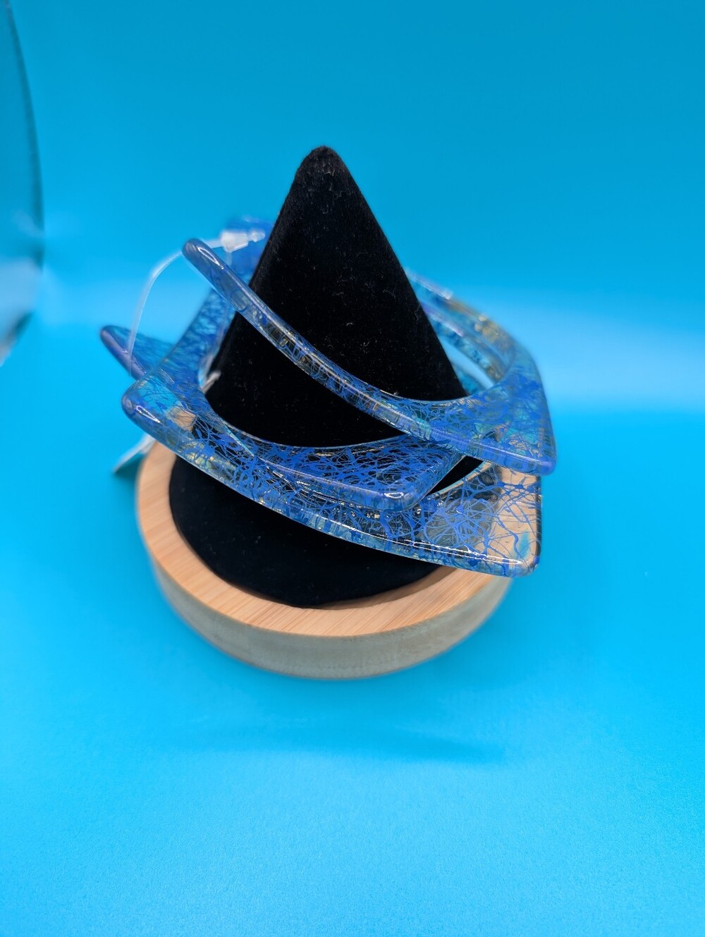 Women’s Square Blue Resin-like Bangles - 3 Piece Set